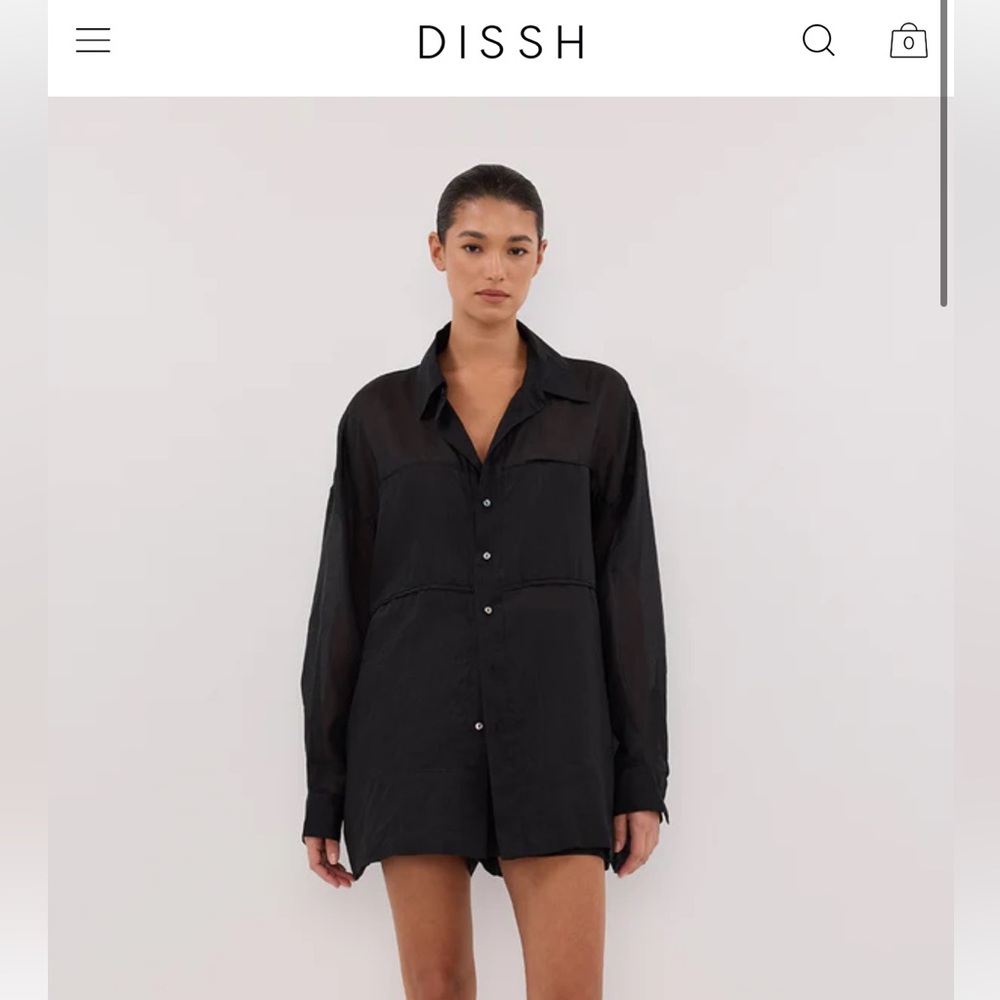 DISSH KAI BLACK OVERSIZED RAMIE LONG SLEEVE SHIRT